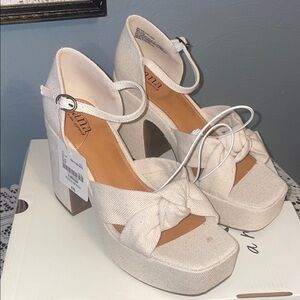 a.n.a Cream Platform Heels with Knot Detail